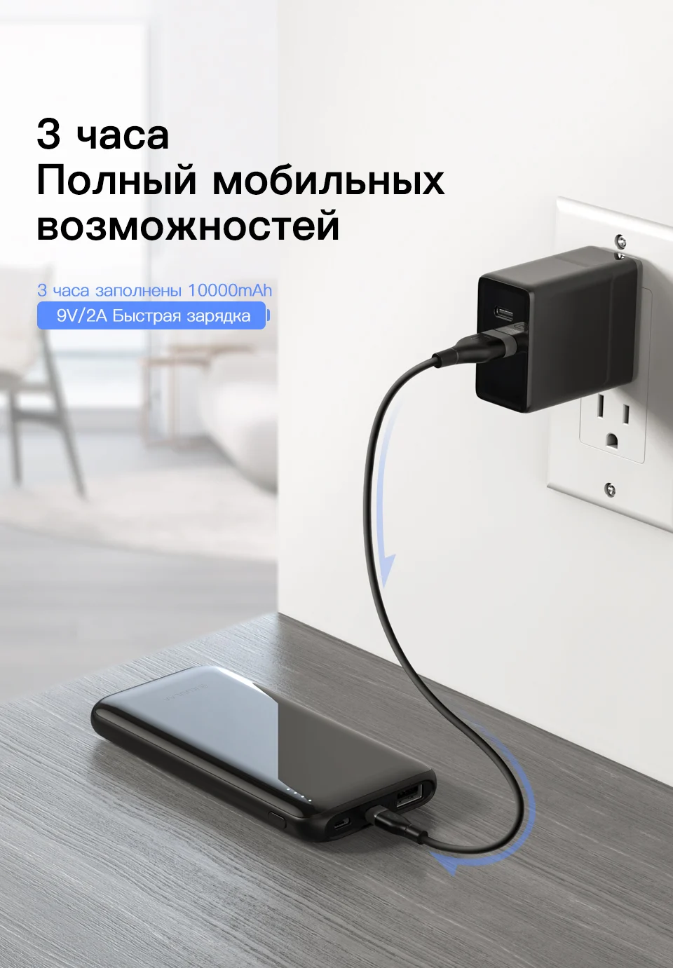 KUULAA power bank 10000 мАч Быстрая зарядка повербанк Быстрая зарядка 3,0 тонкий внешний аккумулятор зарядное устройство для xiaomi mi 9 8 iphone QC3.0