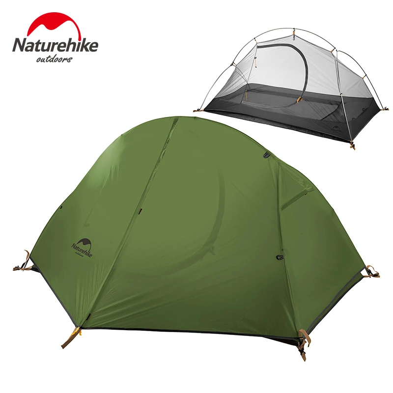 Green20D Naturehike открытый одиночный Сверхлегкий тент двухслойный Профессиональный кемпинг езда дикая палатка анти-шторм - Цвет: Green20D