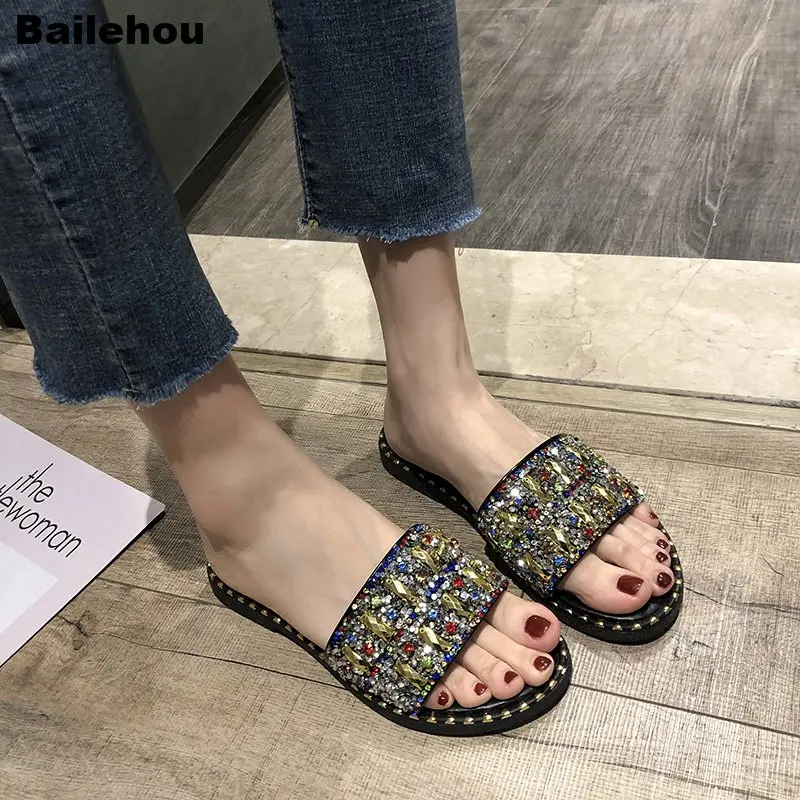 Женские тапочки Bailehou новые модные Брендовые однотонные туфли на плоской подошве