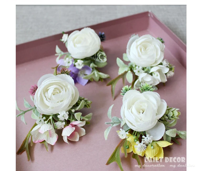6 шт Искусственные влагозапасающие растения белая роза Свадебные цветы