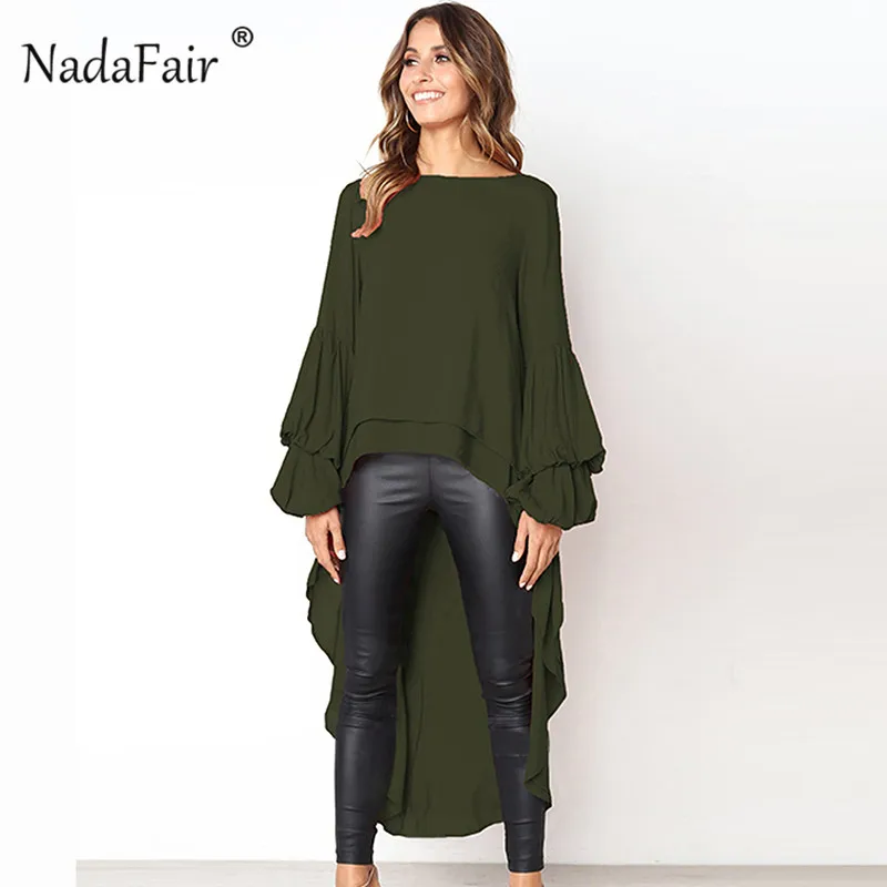 Женская Шифоновая туника Nadafair Повседневная Длинная блузка с длинными рукавами и