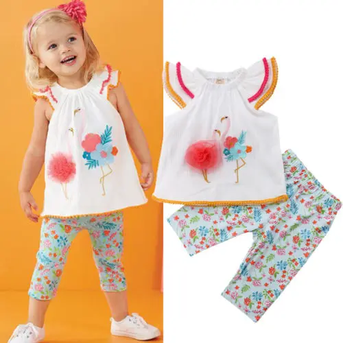 Новинка 2018 детская одежда для девочек Летняя туника маленьких с цветочным