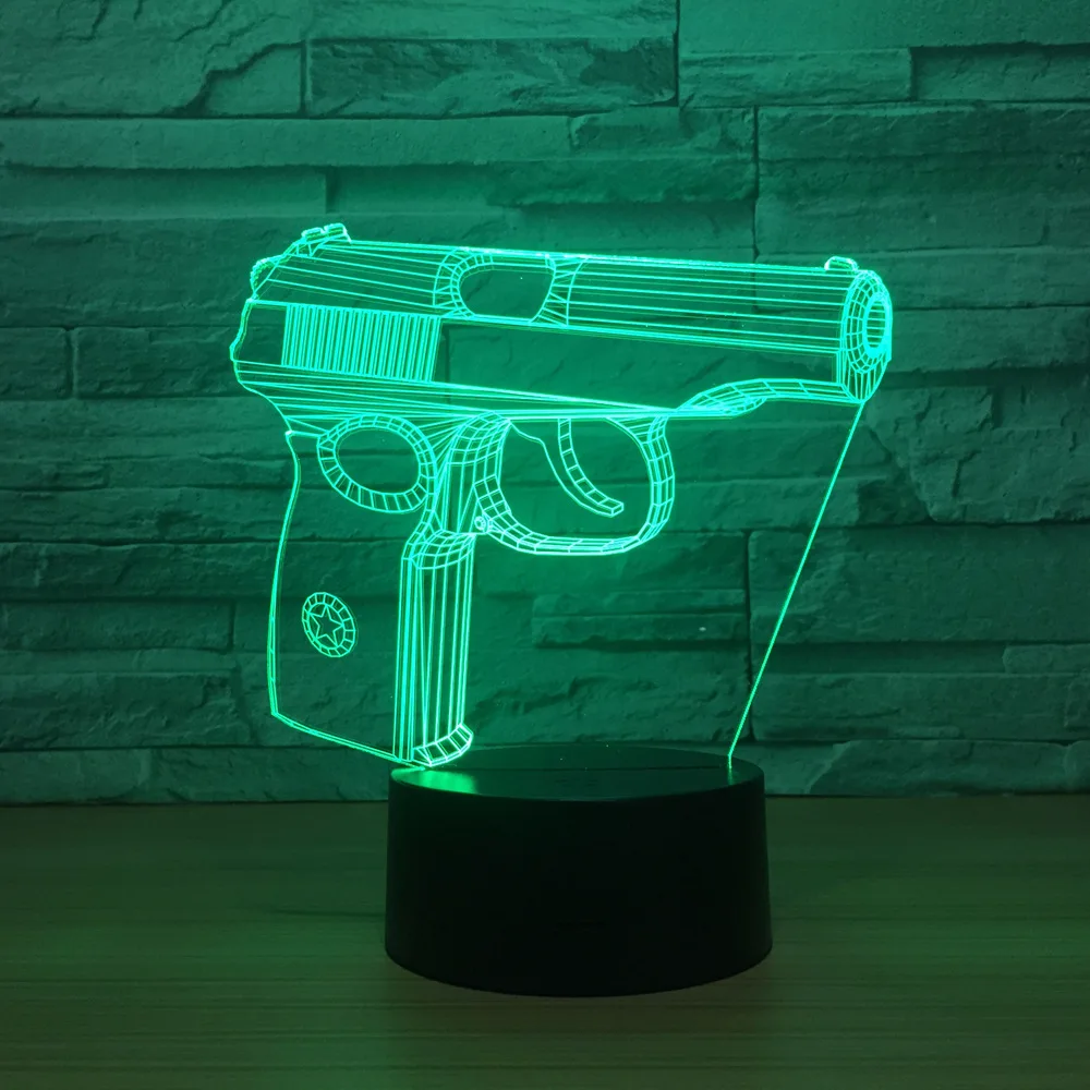 Пистолет 3d ночной светильник сенсорный гардероб прикроватный Usb настраиваемый