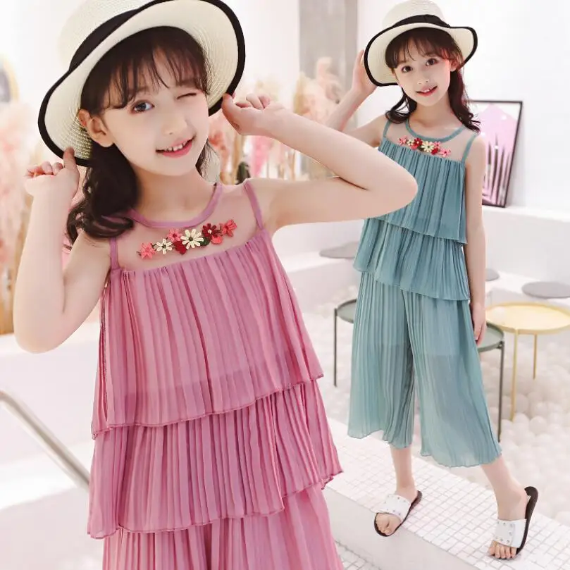 Комплект летней одежды для девочек 2018 года комплект малышей и подростков Детская