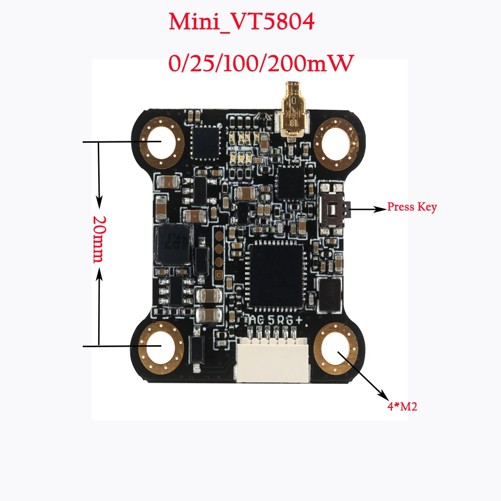 20*20 мм VT5804 мини VTX 5 8G 48CH 0/25/100/200 мВт переключаемый передатчик FPV для моделей RC