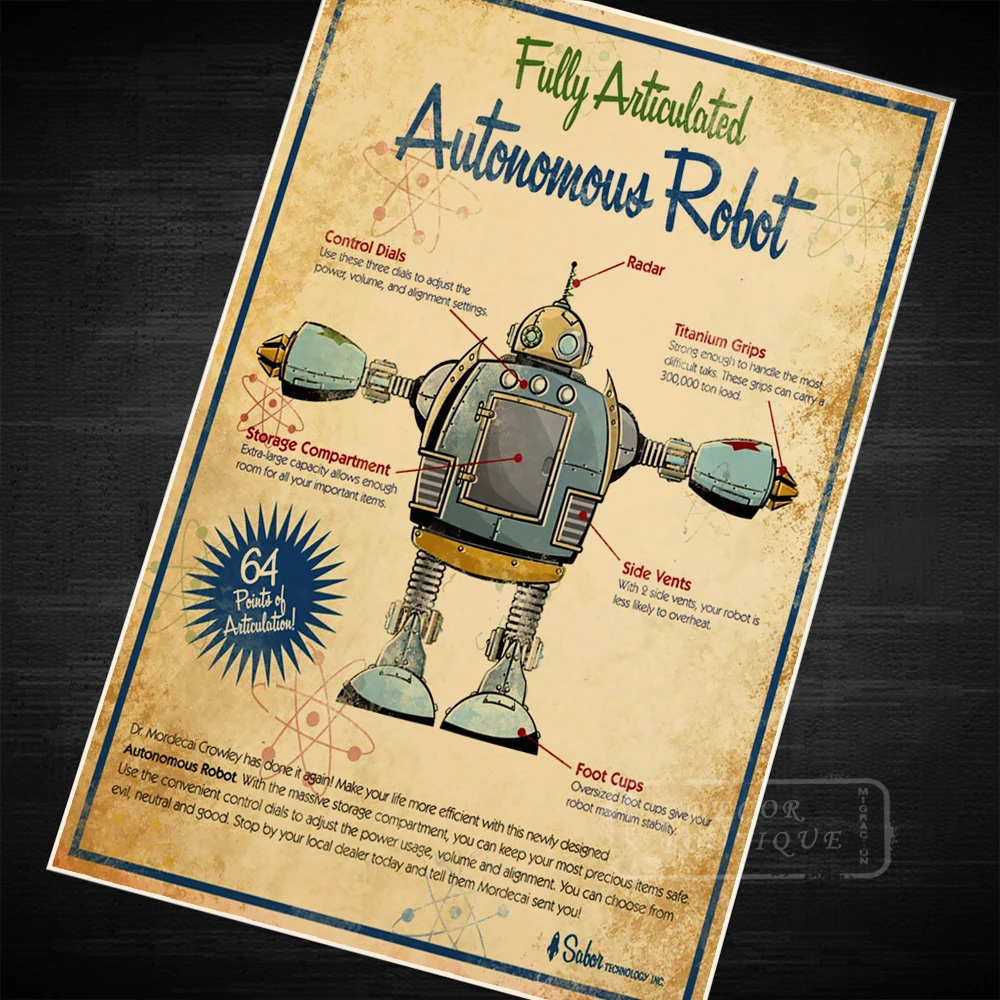 Sci-fi Alien Robot Design Map классический винтажный Ретро Крафт-плакат декоративный DIY