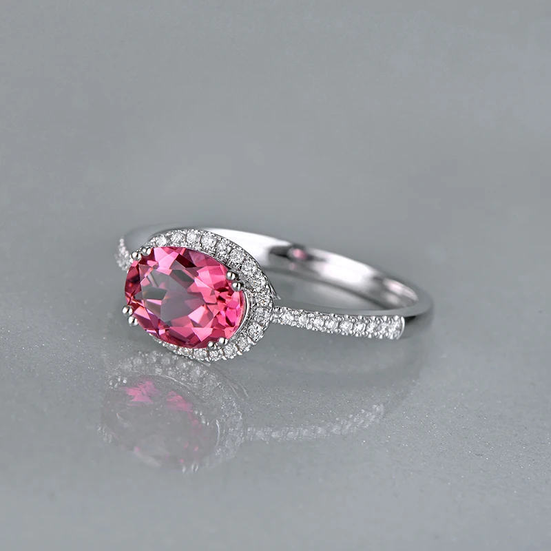 Новое Белое золото 14 к 1.29ct натуральный розовый турмалин бриллиантовое обручальное кольцо