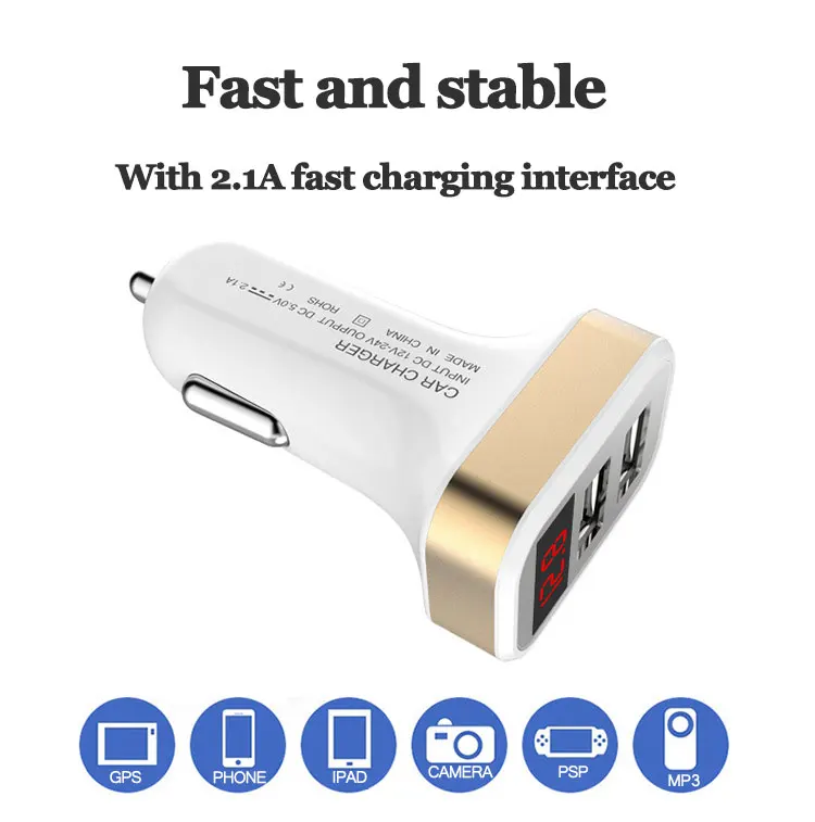 Высококачественное Автомобильное зарядное устройство Мини 2 USB выхода 5 в 1 А