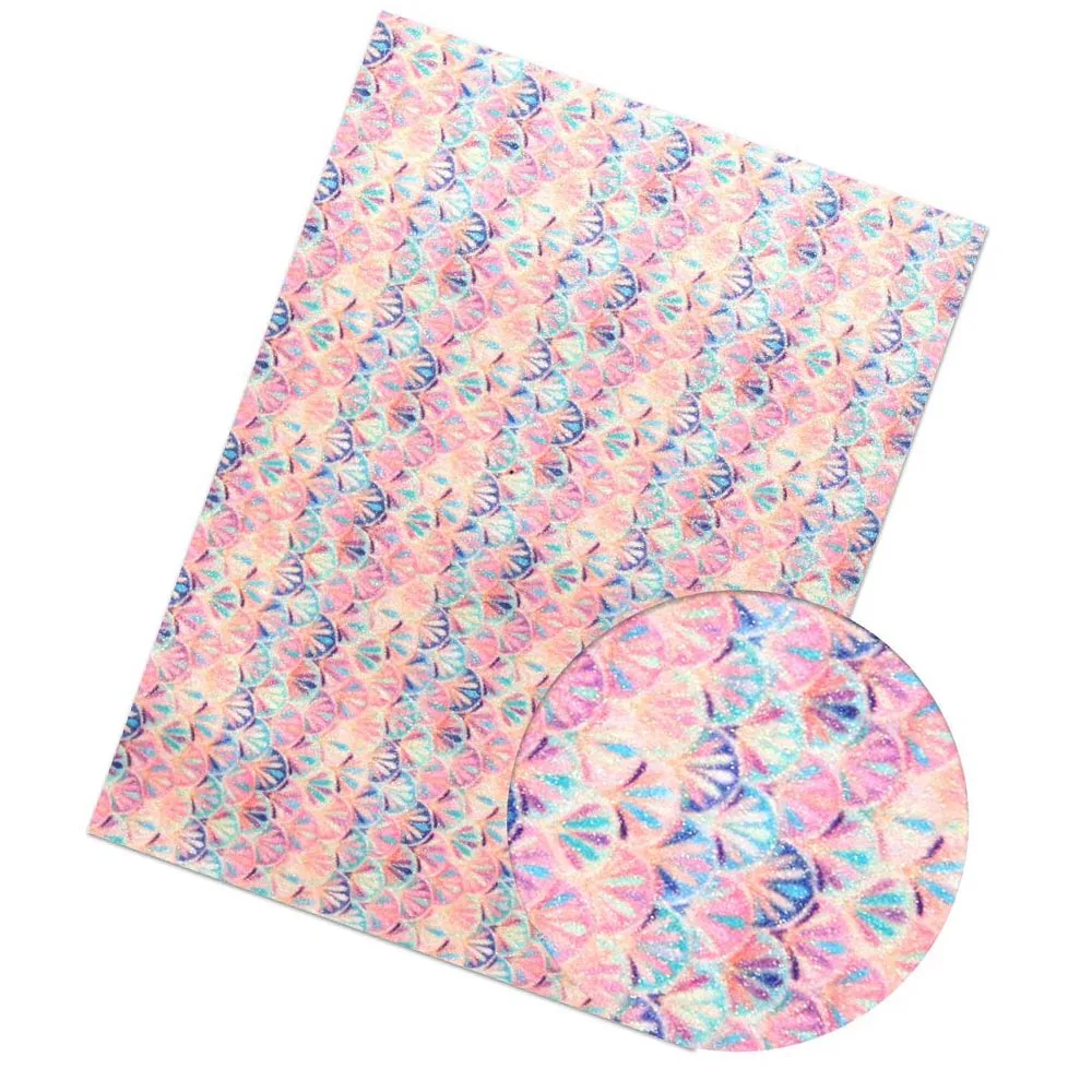 1 IBOWS 22*30CM Glitter Fabric Shiny Mermaid Printed Fine Glitter for DIY Bag Shoes Accessories Fabric Handmade Hair Bows Material - Цвет: 1