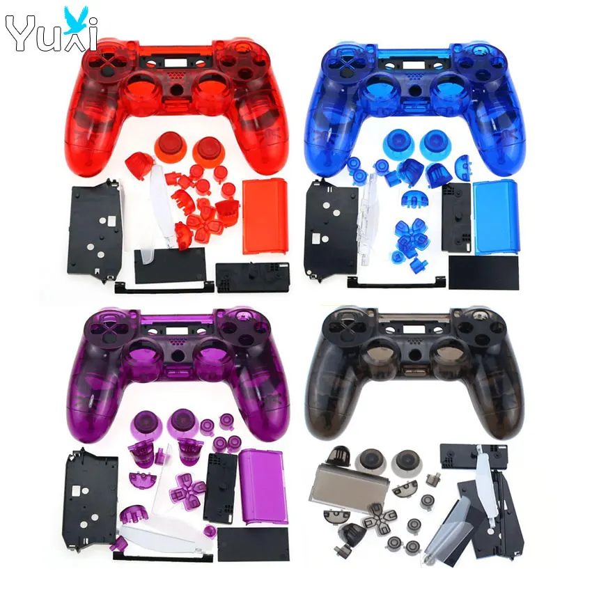

YuXi Clear Full Housing Controller Shell Case Cover Mod Kit buttons For Dualshock 4 PS4 Old version JDM-001 Replacement Parts