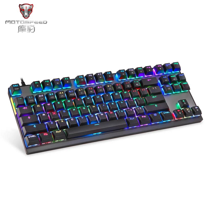 

Механическая USB-клавиатура Motospeed K82, проводная, RGB светодиодный Светка, 87 клавиш, красный переключатель, PUBG игровая, розовая клавиатура для ге...