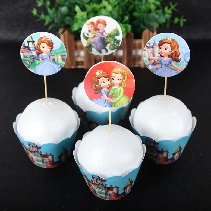 wrapper topper 24pcs София для детского дня рождения Декоративная скатерть для вечеринки набор принцесса София вечерние наборы события вечерние наборы; детский душ украшения - Цвет: wrapper topper 24pcs
