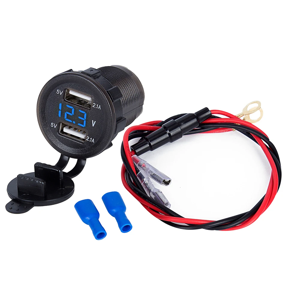 Автомобильное зарядное устройство мотоциклетная вилка двойной USB адаптер + 12 В/24