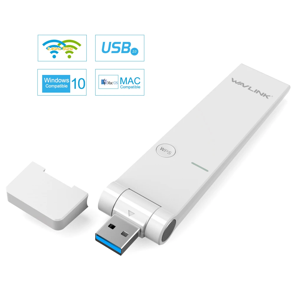 Wavlink Беспроводной USB WI-FI адаптер USB WI-FI донгл Адаптер 2,4G/5G Dual Band Беспроводной сетевой карты WPS Windows XP/Vista/7/8/10 шт
