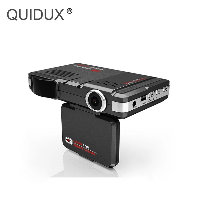 QUIDUX Dvr камера 2 в 1 Rusian Voice радар детектор анти Автомобильный видеорегистратор