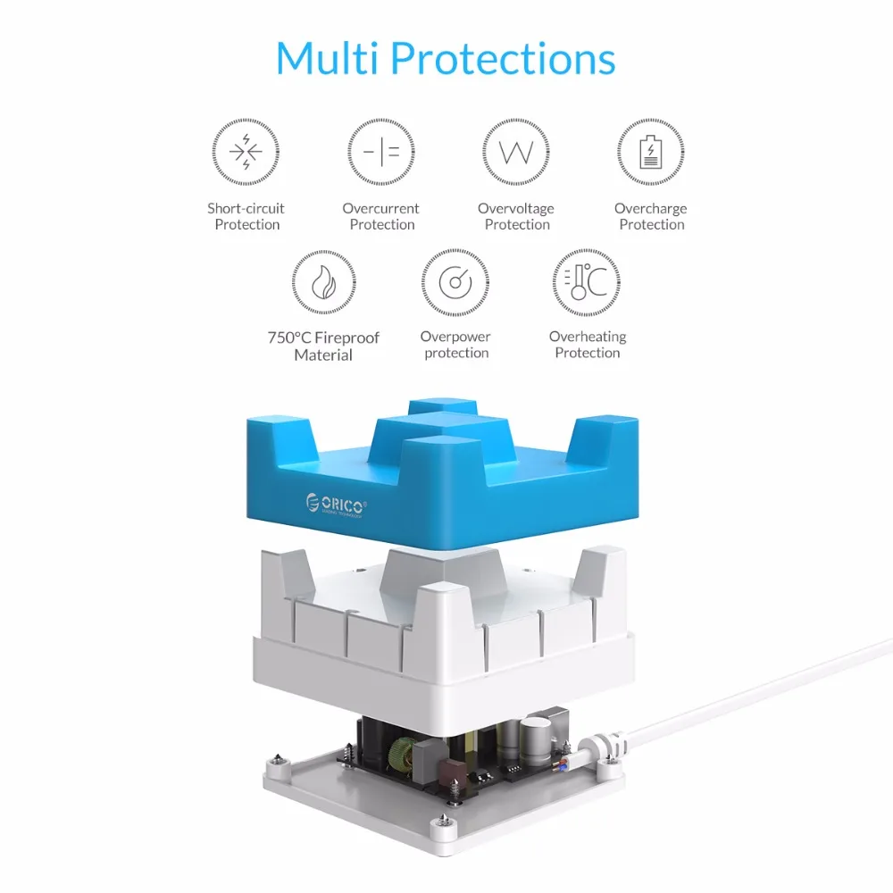 ORICO 4 порта 20 W настольное зарядное устройство USB с креплением для телефона/планшета для iPhone samsung Xiaomi-(CHA-4U
