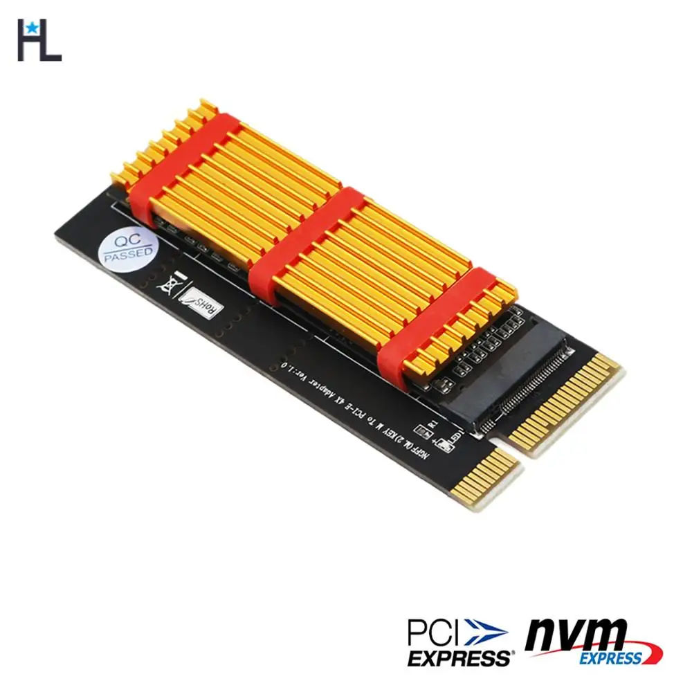 Адаптер NGFF(M.2) nvme M key SSD к PCI E 4X с радиатором (вертикальная установка) радиатор ЦП rgb