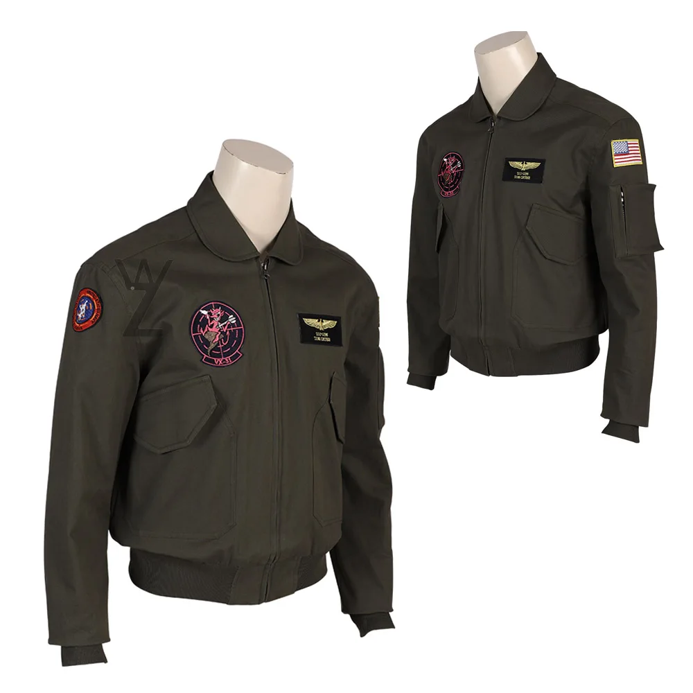 Movie Top Gun Jacket Cool Pilot Maverick Medellin Cosplay Costume Military Tom Cruise Cosplay Outfits