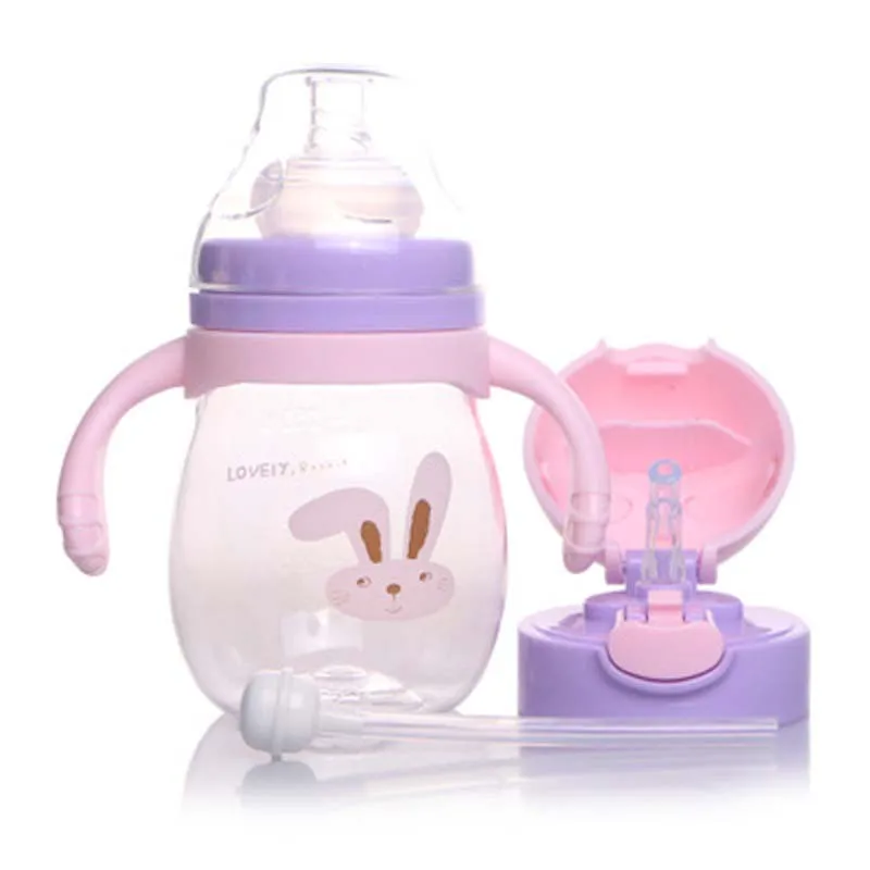 D8809 Pink 320 мл, детская соломенная чашка для кормления, Тритан, чашка для молока, портативная бутылка для горячей воды, кружка для путешествий, тренировочная чашка, обучающая чашка, чашка для питья - Цвет: D8809 Pink