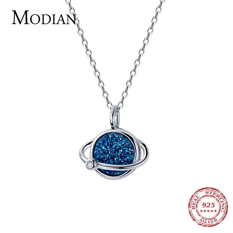 Modian, новинка, распродажа, Синий Шарм, таинственная планета, кристалл, подвеска, ожерелья, классика, 925 пробы, серебряные, вечерние, на цепочке, ювелирное изделие
