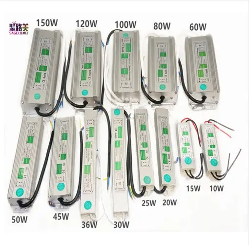 AC110V 220V к источнику питания DC12V 10W 20W 30W 50W 80W 100W IP67 Водонепроницаемый светодиодный