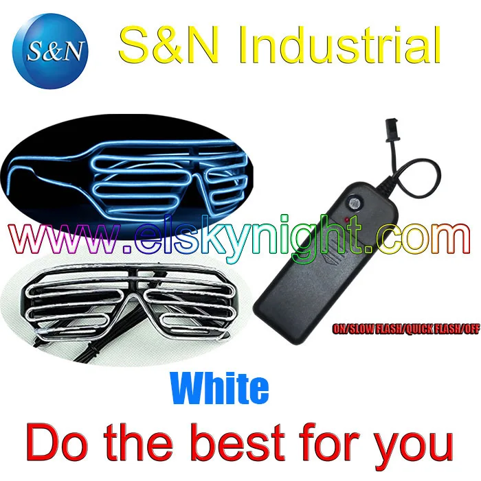 

White El Wire Shutter Party Glasses - on/slow flash/quick flash/off/Function 4 holiday,party ,festival,show