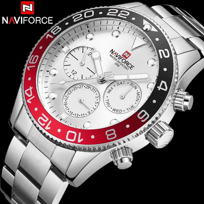 Часы NAVIFORCE мужские армейские спортивные водонепроницаемые из нержавеющей