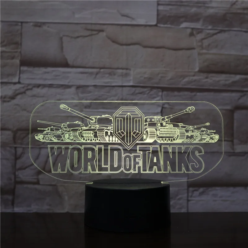 World Tank Car 3D ночник Иллюзия мультфильм 3d лампа светодиодный 7 цветов Изменение USB настольная лампа с сенсорным управлением для детей день рождения Рождественский подарок