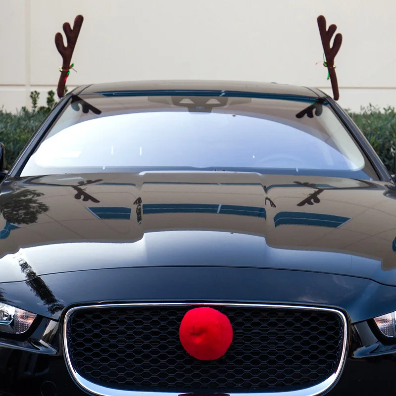 Горячие оленьи рога Jingle колокольчики костюм Рудольф автомобиль Рождественский