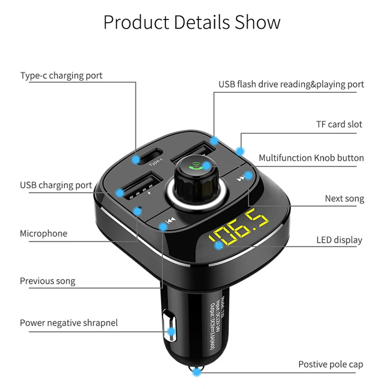 Handsfree Bluetooth автомобильное зарядное устройство MP3 FM Аудио плеер автомобильные