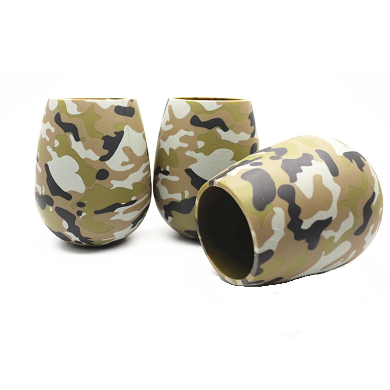 1 шт. силиконовые вина Стекло чашки красочные Stemless ломкий вина чашки Еда Класс Портативный Камуфляж Пива Стекло вечерние украшения