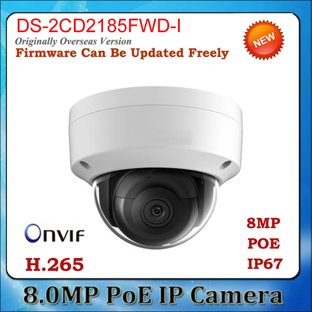 Hikvision английская версия ds 2cd2185fwd i 8 Мп Сетевая купольная Камера IP POE IP67 SD Card 30 м ИК IK10