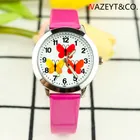 Продвижение маленькие дети милые annimalal циферблат мультфильм часы Мальчики Девочки бабочка светящиеся руки наручные часы дети кожаный подарок часы