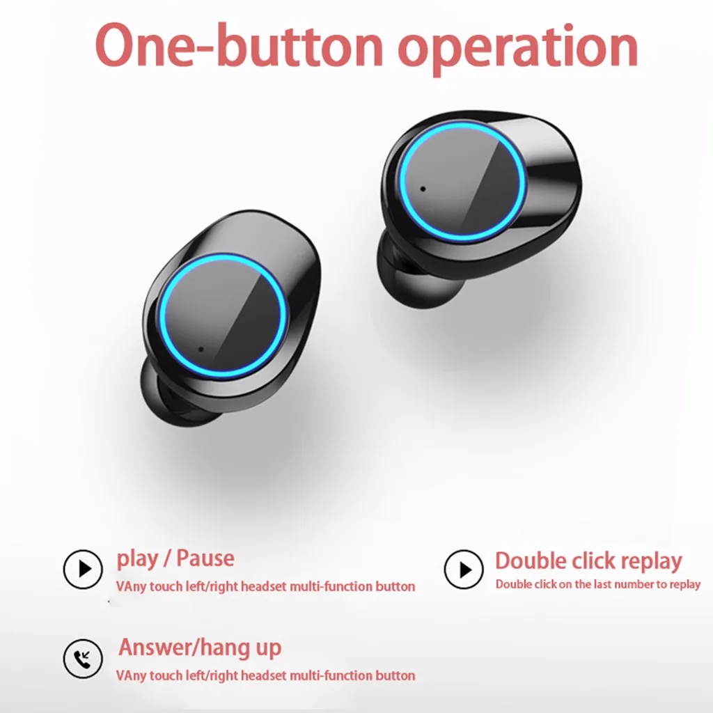 Беспроводная стерео мини TWS V5.0 Bluetooth гарнитура D Спортивная с двойным микрофоном