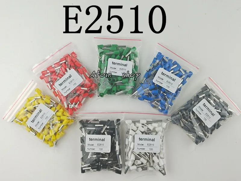 100 шт. E2510 for14 AWG 2.5mm2 Концевые муфты для изолированных проводов конец