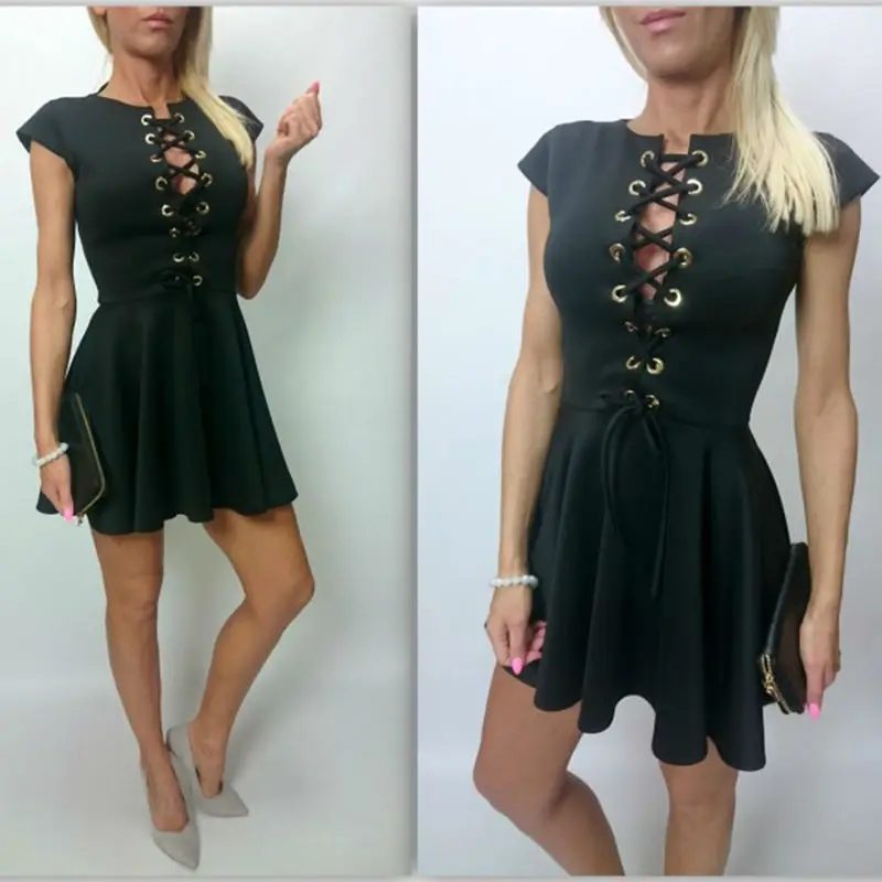 Женская Сексуальная Летнее Платье 2016 Выдалбливают Bodycon Платья Повязки Тонкий