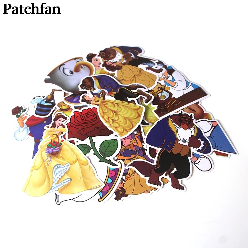 Patchfan 18 шт. красота и чудовище мультфильм наклейки для скрапбукинга DIY ноутбук скейтборд мотоцикл Дома Декоративные значки A2016