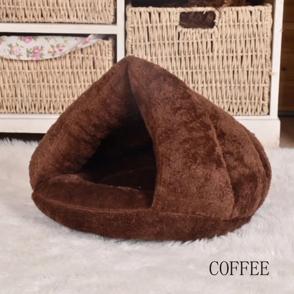 Coffee Хит, щенок, кошка, собака, мягкое теплое гнездо, питомник, кровать, пещера, домик, спальный мешок, коврик, палатка S, L, 5 видов цветов, домашние животные, зимняя теплая уютная кровать - Цвет: Coffee