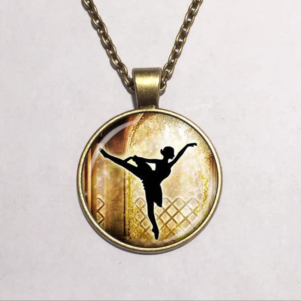 Стеклянный кабошон Купол ювелирные изделия силуэт балерины Золотой Фон