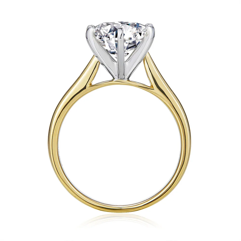 14K 585 двухцветное Золотое кольцо 3ct Moissanite обручальное для женщин центральный 9 мм E