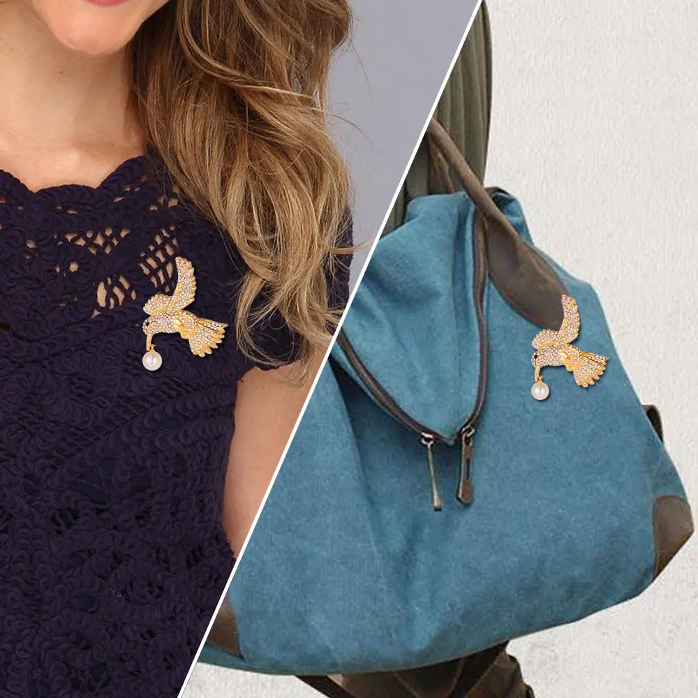 U7 Full Crystal Eagle Pin Brooch Lovely Gift Women Jewelry Rhinestone Pearl Bird Animal Brooches Banquet Accessories B138 | Украшения и