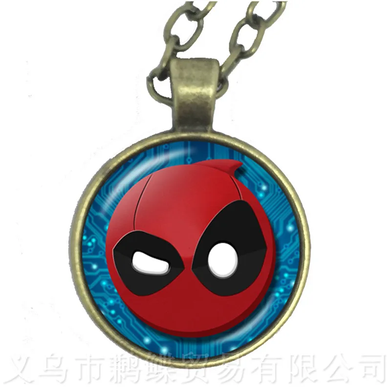 Ожерелье Дэдпул 25 мм Круглый купол стеклянный неоготический персонаж