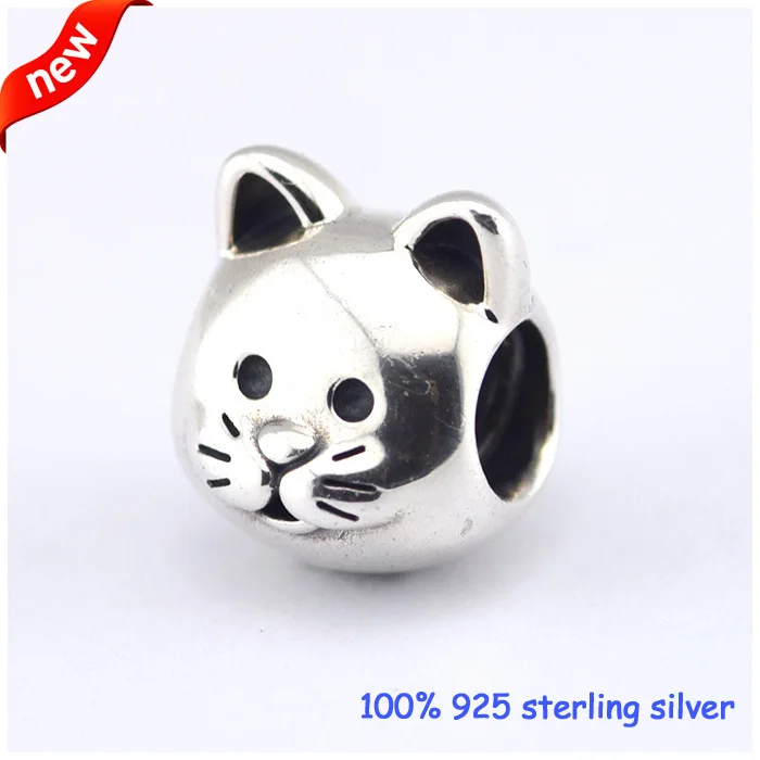 Подходит для браслетов Pandora Cat серебряные бусины новые оригинальные 100% 925 пробы