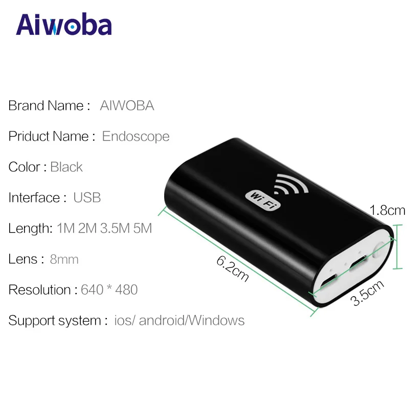 Aiwoba HD 8 мм объектив Wi-Fi эндоскоп Камера 3.5 м кабель Водонепроницаемый бороскоп