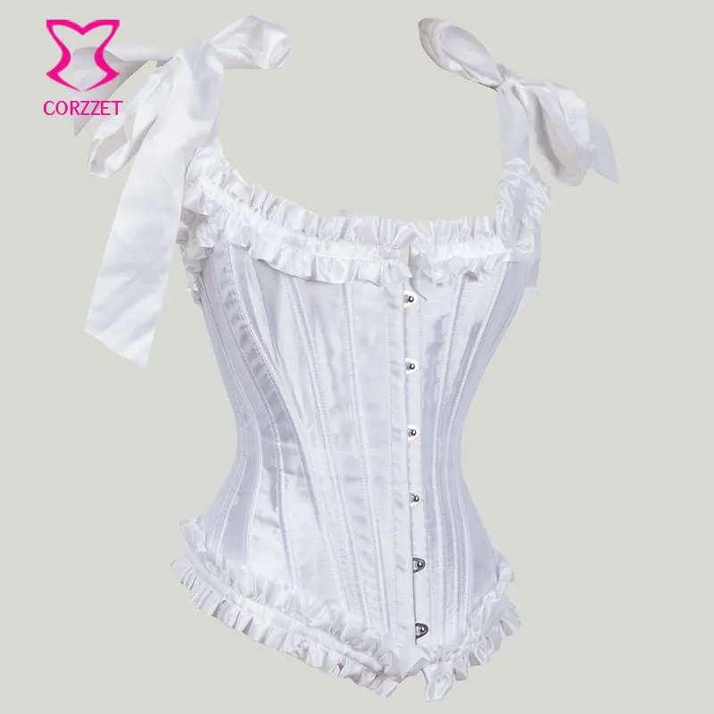 Корсет Corzzet винтажный белый сатиновый спиральный стальной с костями корсет пояс