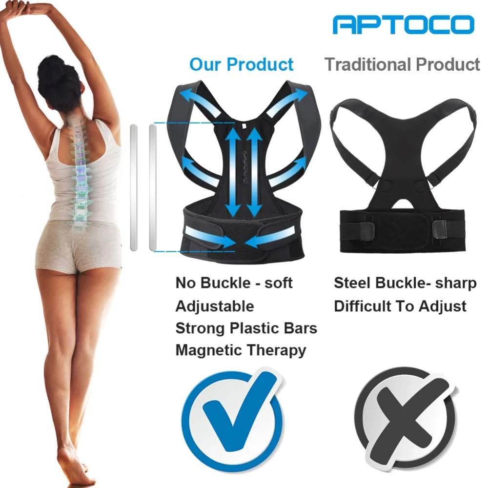 Aptoco Корректор осанки для магнитной терапии Brace Плечо поддержка спины пояс подтяжки и поддержка s пояс плеча осанки унисекс
