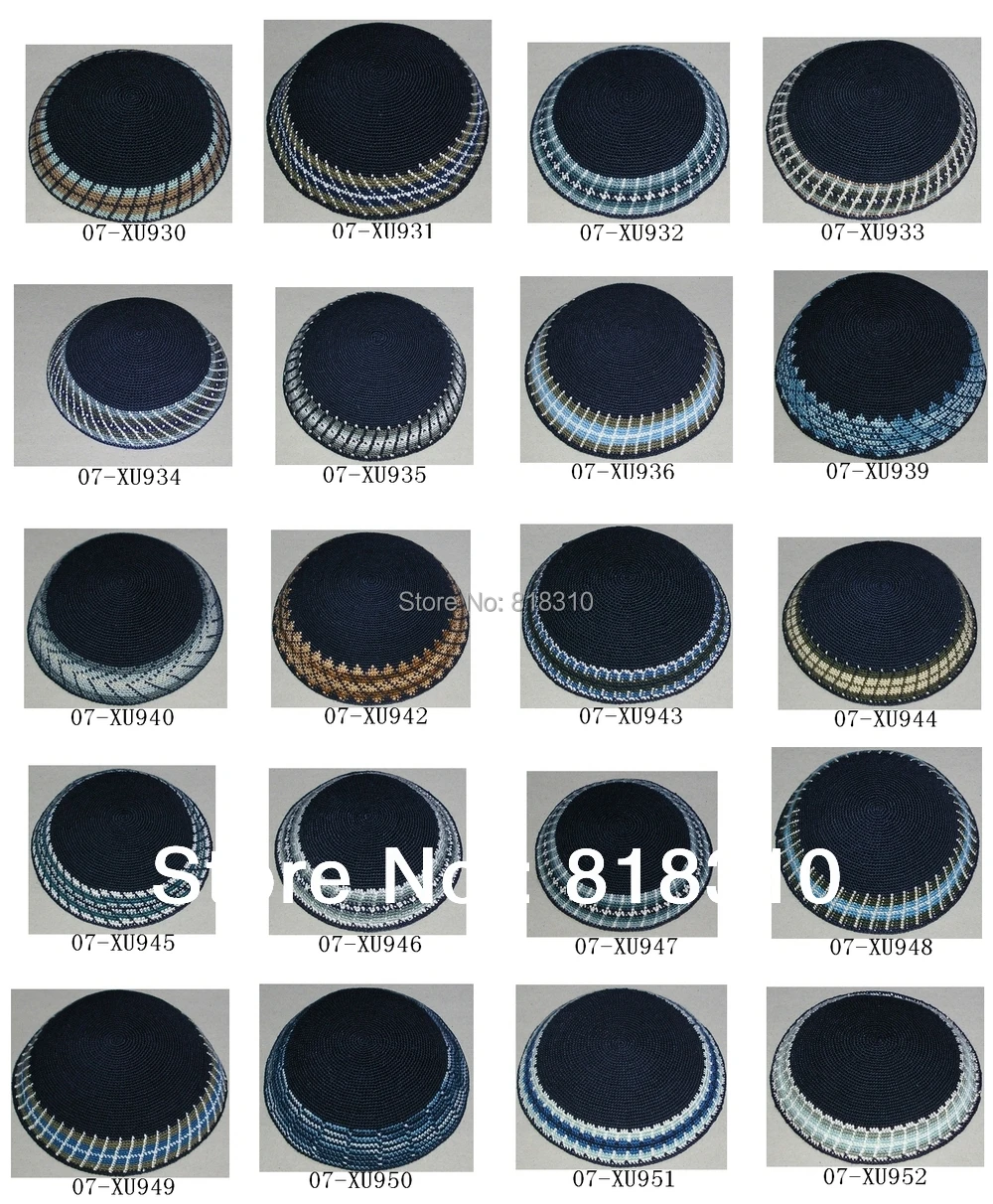 Высокое качество ручная работа вязаный YARMULKE KIPPAH темно синий Лучшая цена за