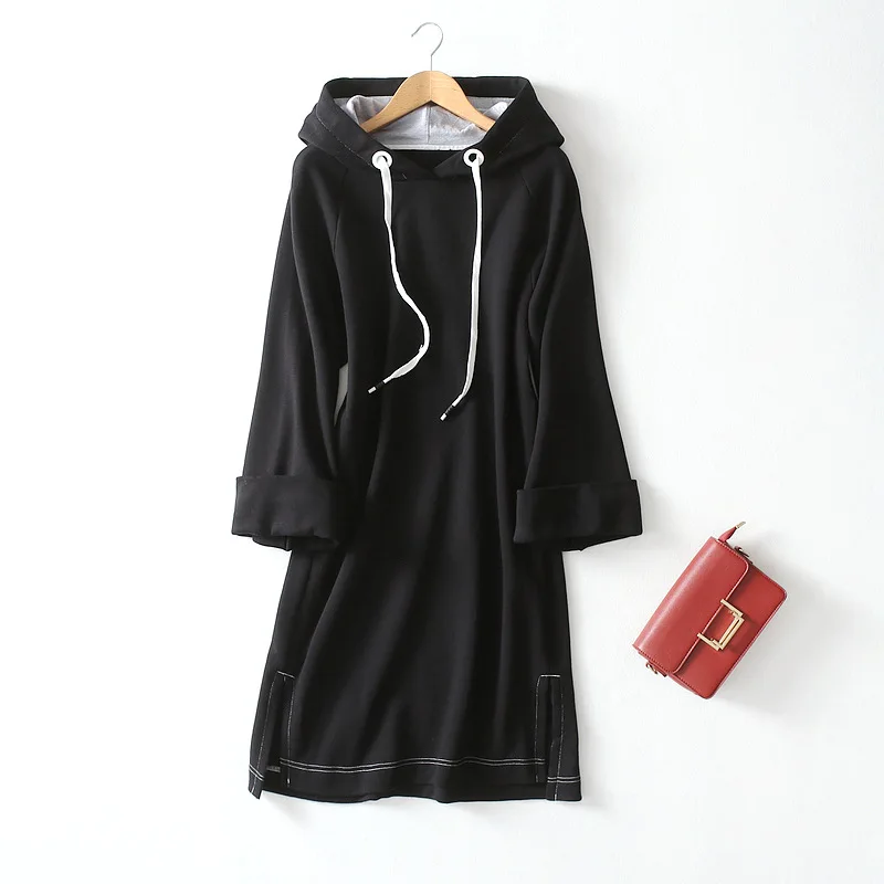 2018 Осень Зима для женщин с капюшоном длинным рукавом теплый флис Толстовка