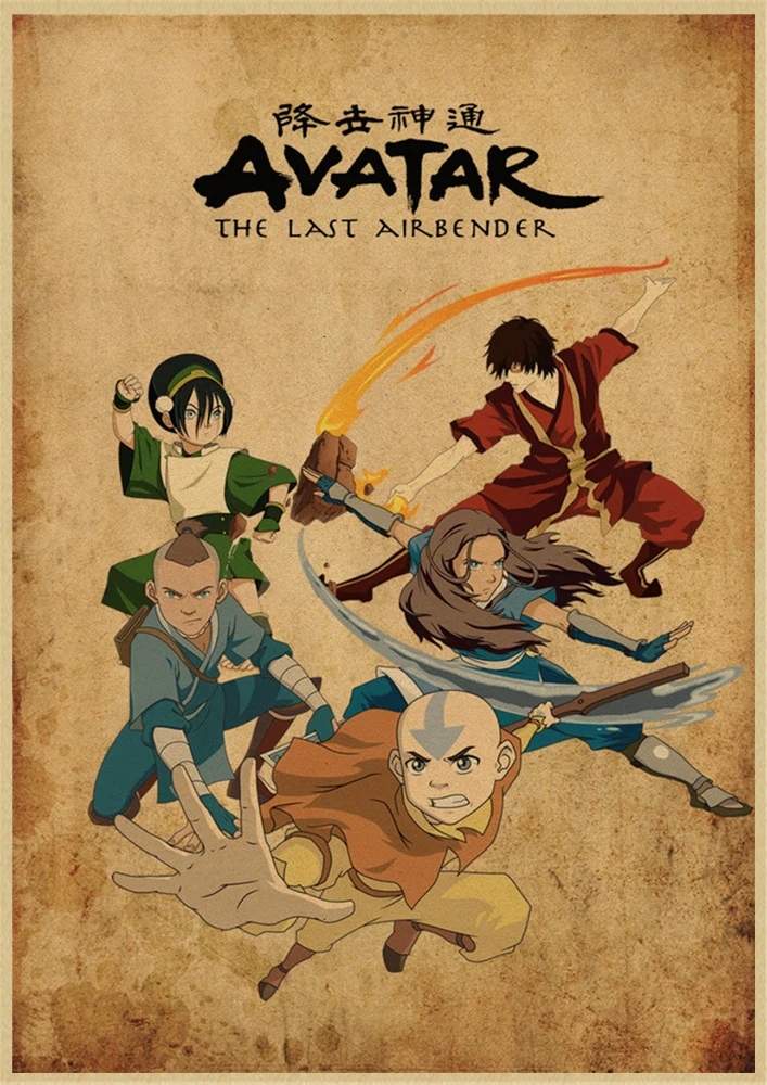 Аватар Последний Airbender Aang Katara мультфильм крафт-плакаты и печать настенная живопись Настенная картина для гостиной домашний декор - Цвет: Прозрачный