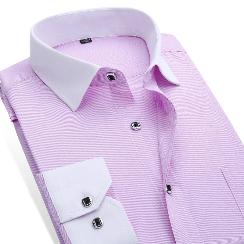 Men's Formal Business Shirts Long Sleeve Striped Dress Office/Work Wear Clothes Patchwork Casual | Мужская одежда